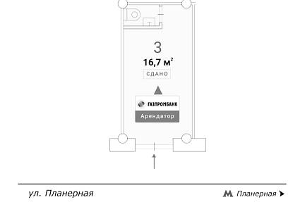 ГАБ, Планерная 12 к.1, (16,7 кв.м.)