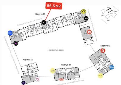 Аренда, ЖК ALIA, Урбан-блок city 1 корпус 1.1 (56,5 м2)