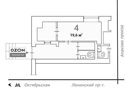 ГАБ, Калужская площадь, 1к1 (19,6м2)